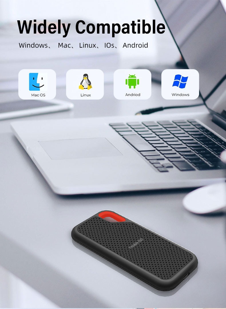 2 TB bärbar mobil hårddisk E60 USB 3.1 HD Extern