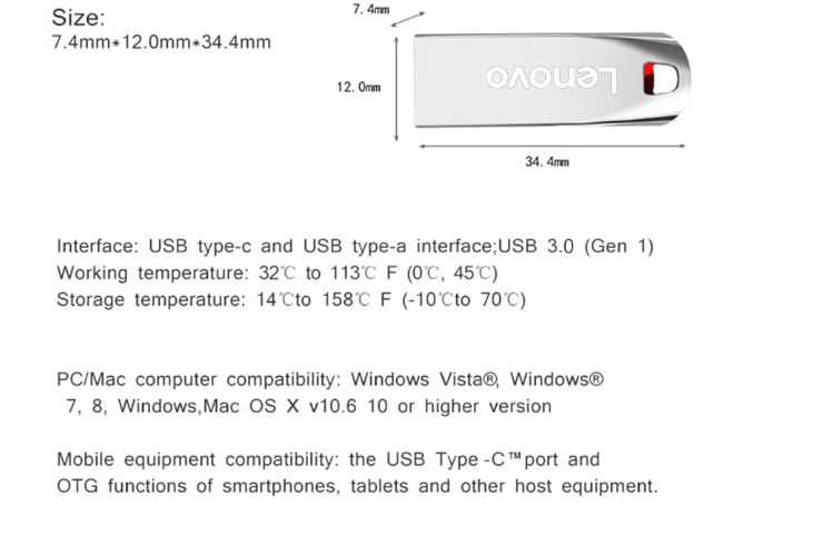 Lenovo Generiskt 3.0 USB-minne - Rödsvart