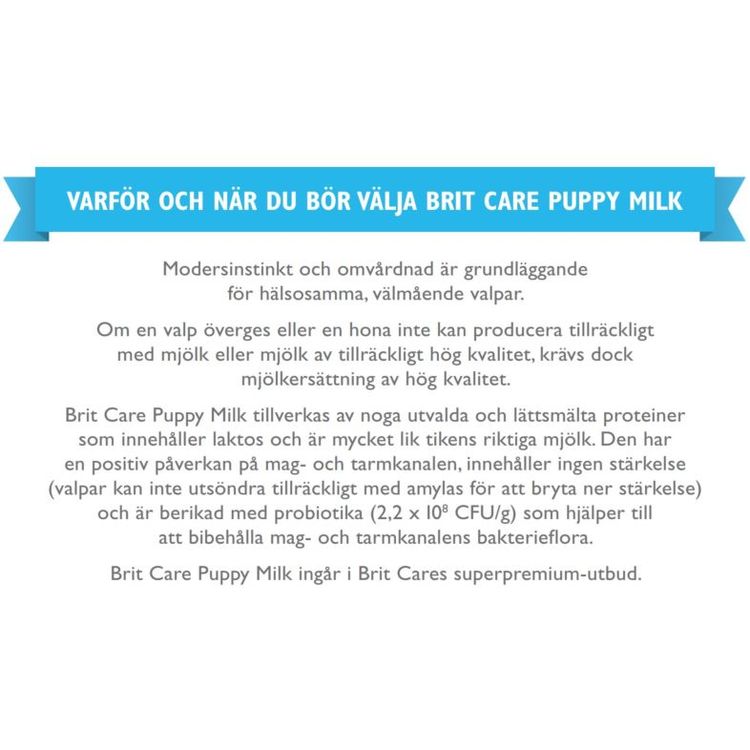 Brit Care Dog Puppy Milk-Mjölkersättning Pulver, Valp