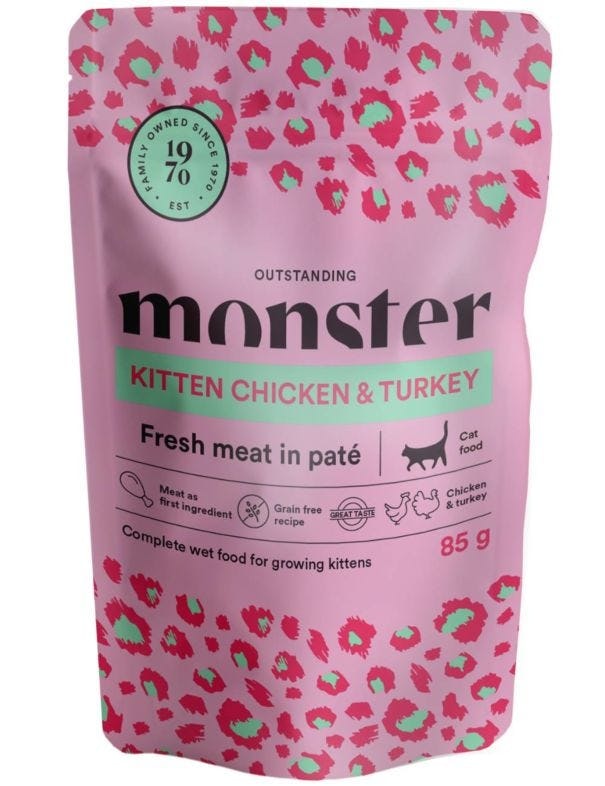 Monster Cat Pouches Kitten Chicken & Turkey (kyckling & kalkon) 85 gr x 8 st