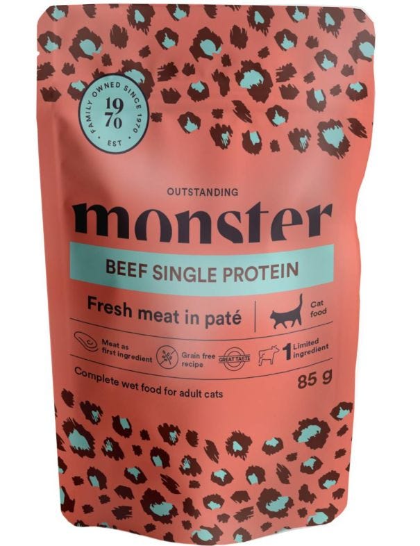 Monster Cat Pouches Adult Beef (nöt) 85 gr x 8 st