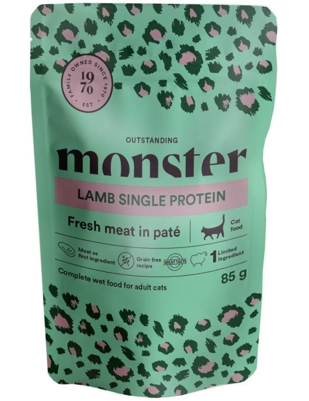 Monster Cat Pouches Adult Lamb (lamm) 85 gr x 8 st