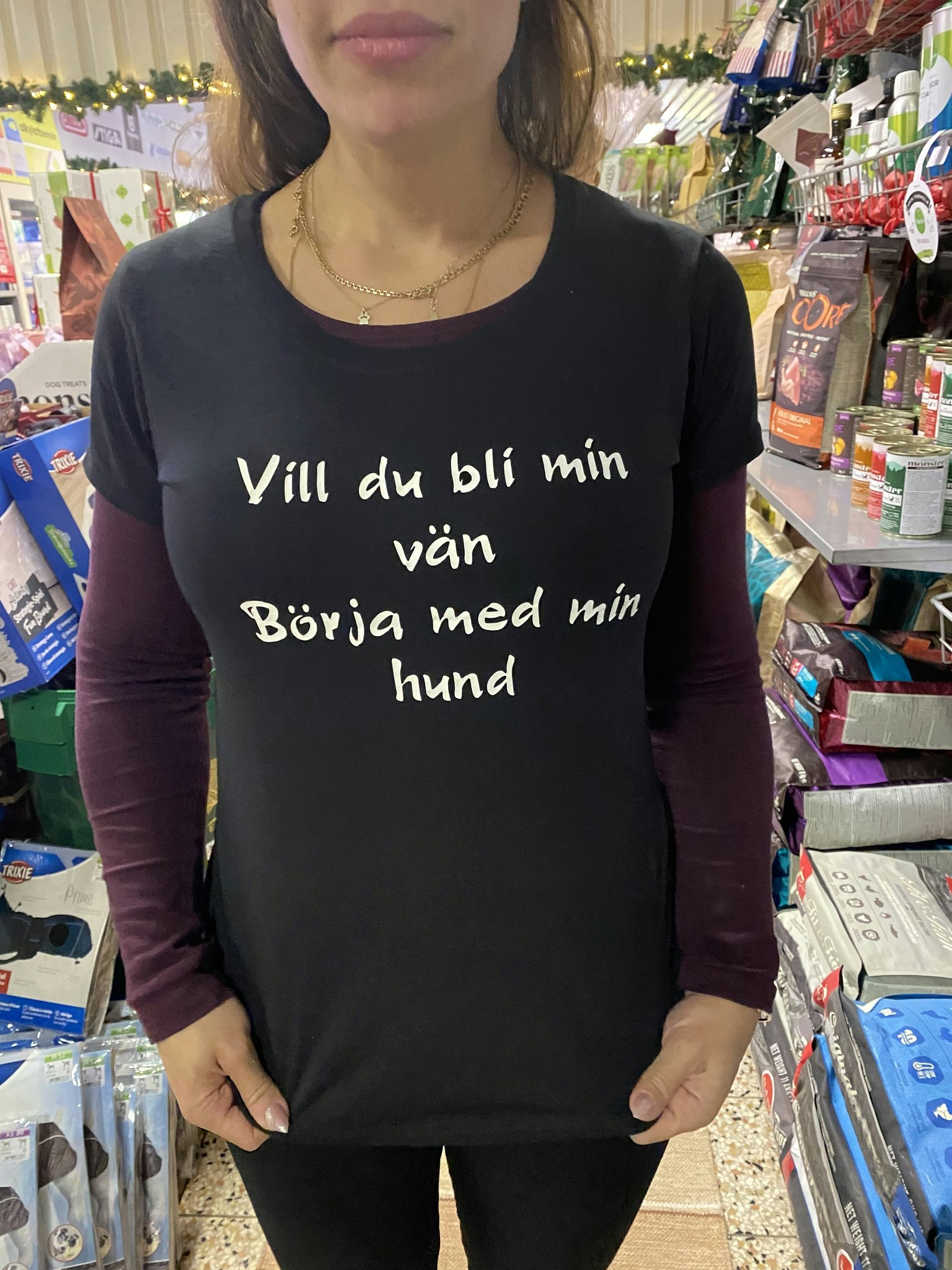 Ebsalon T-shirt med tryck "Vill du bli min vän Börja med min hund"
