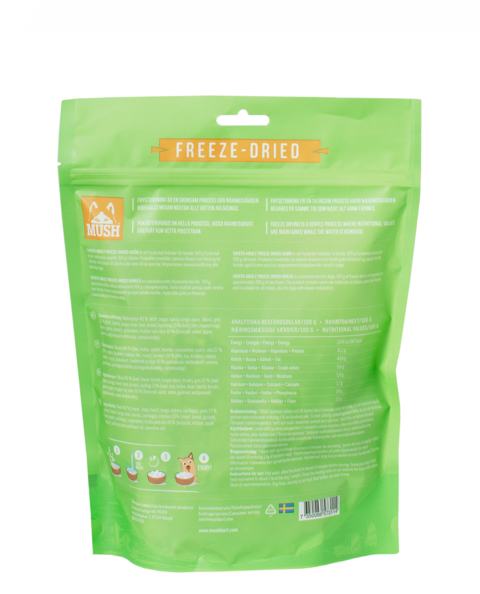 MUSH Vaisto® Grön Freeze-Dried  (nöt-gris-kyckling)