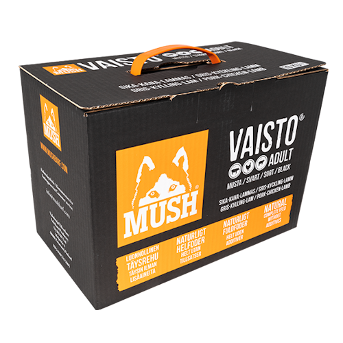 MUSH Vaisto® Svart- Fryst helfoder (gris-kyckling-lamm) 10 kg