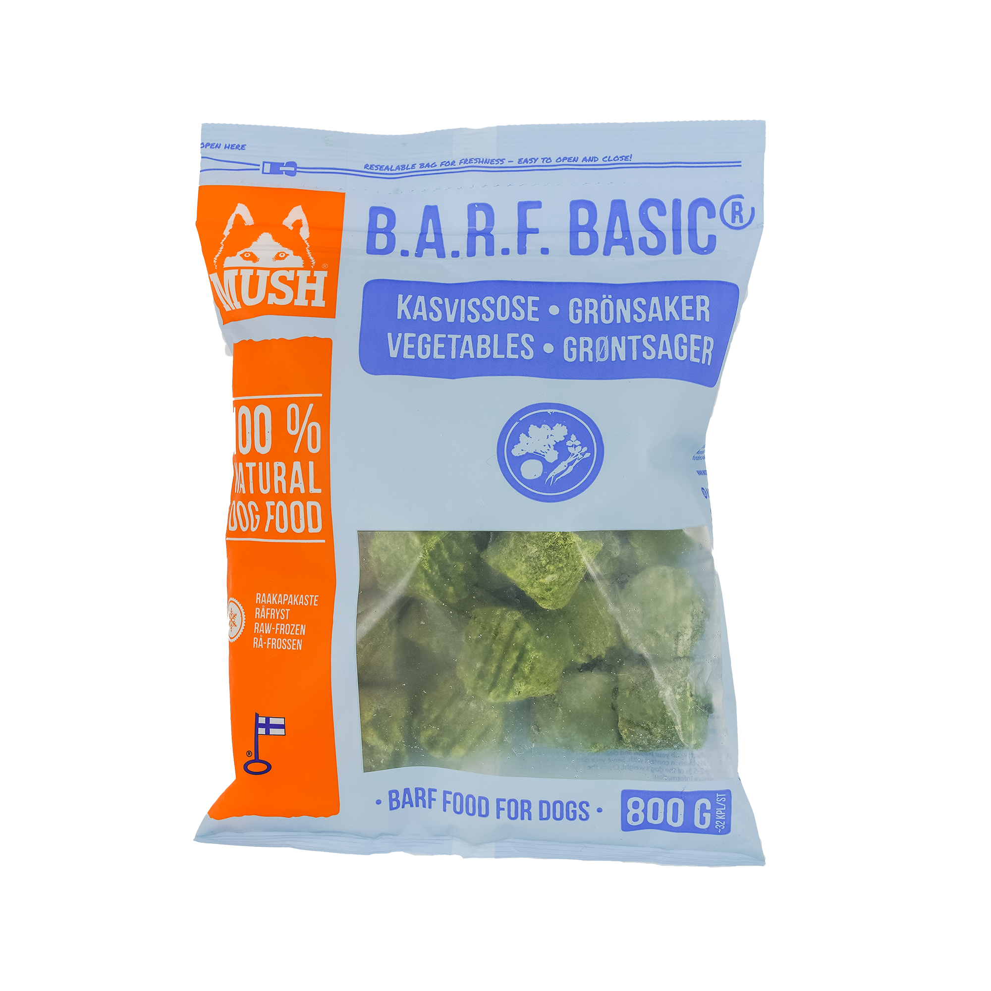 MUSH B.A.R.F. Basic® Grönsaker Fryst kompletteringsfoder 800 gr