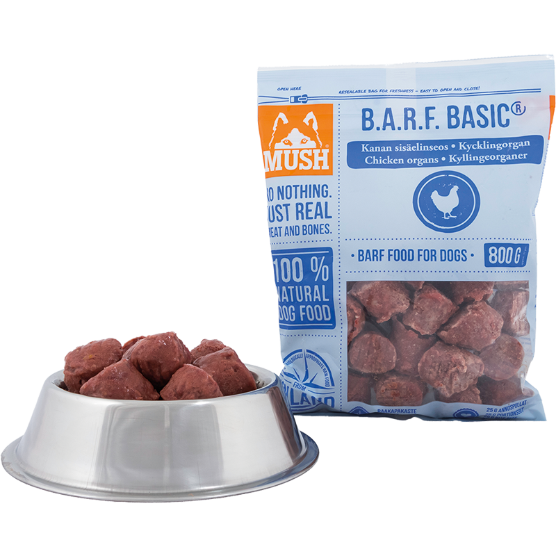 MUSH B.A.R.F. Basic® Kycklingorgan - Fryst kompletteringsfoder 800 gr