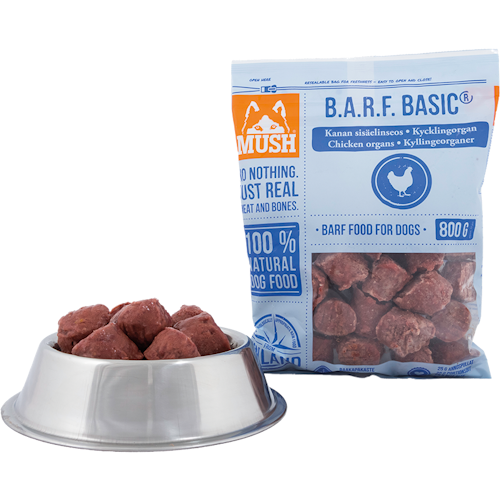 MUSH B.A.R.F. Basic® Kycklingorgan - Fryst kompletteringsfoder 800 gr
