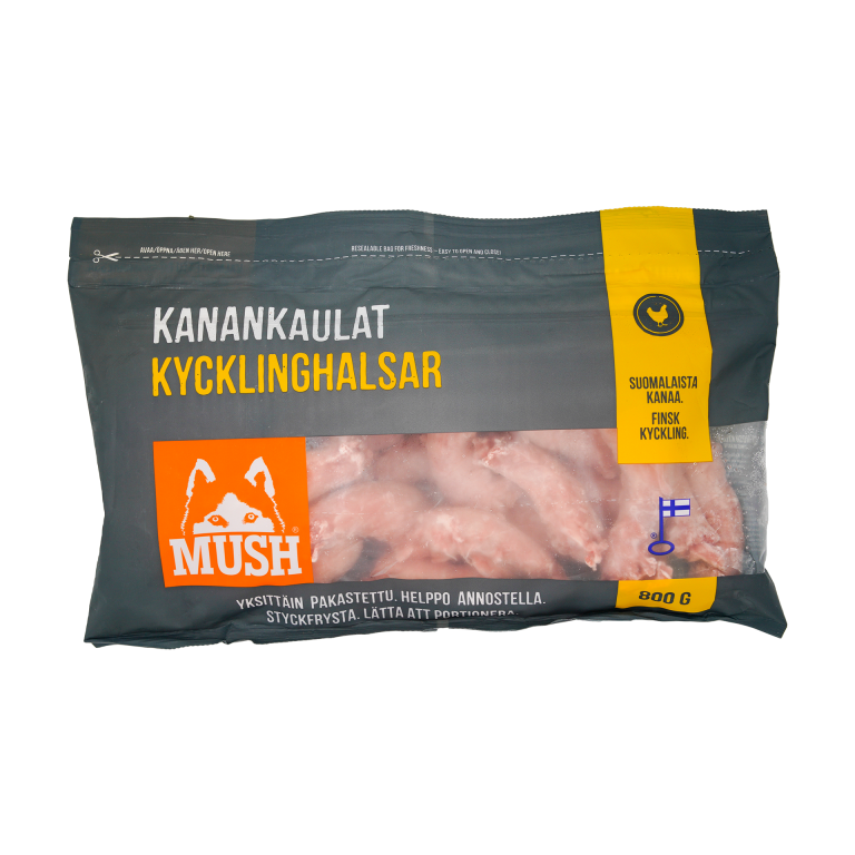 MUSH Kycklinghalsar - Fryst kompletteringsfoder 800 gr