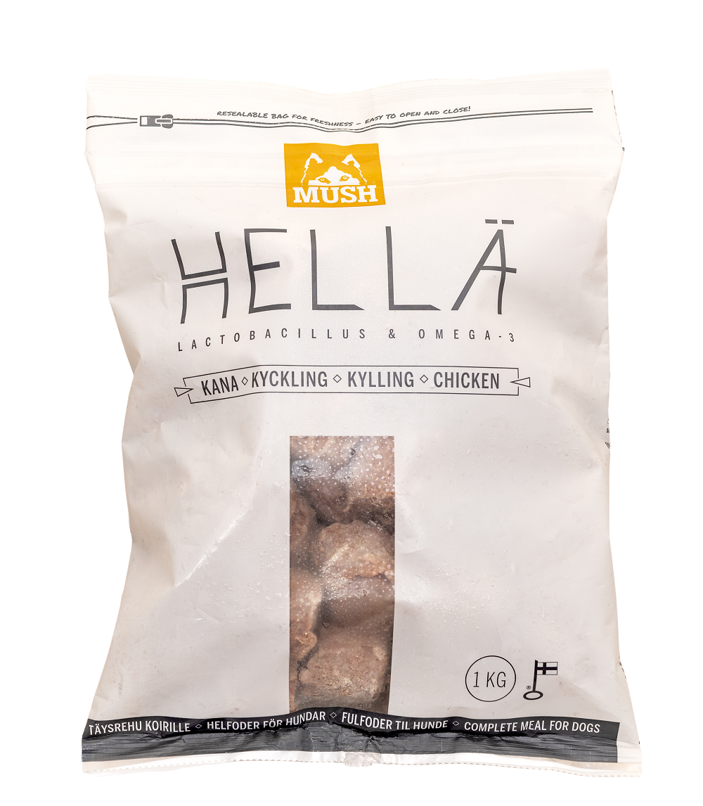 MUSH Hellä® Kyckling- Fryst helfoder 1 kg