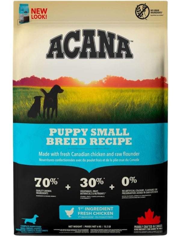 Acana Dog Puppy Small breed - Kyckling,fisk,kalkon- spannmålsfritt 6 kg