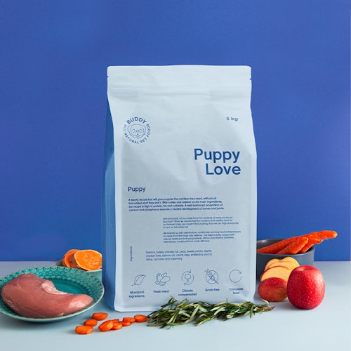 Buddy Puppy Love /Lax & kalkon 5kg - Fritt från tillsatser, spannmål, gluten och GMO.