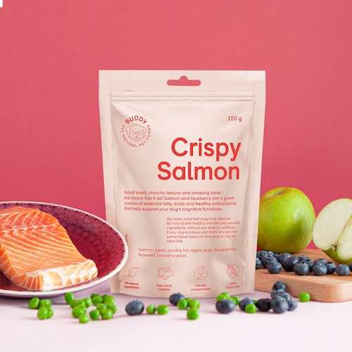 Buddy Crispy Salmon/lax o blåbär 150g