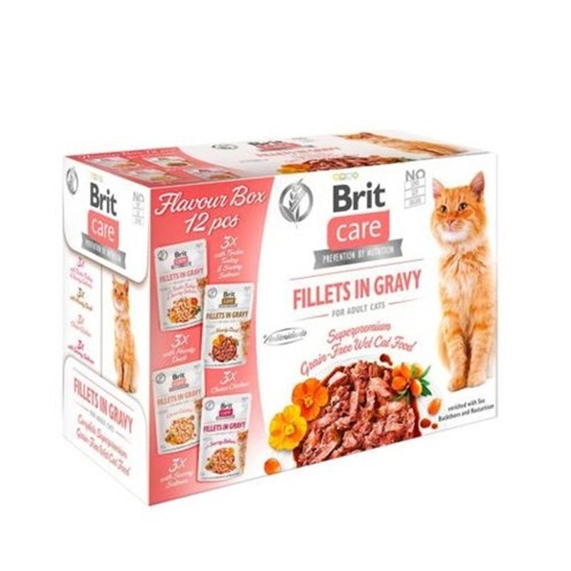 Brit Care Cat Pouches Fillets In Gravy Flavour -Multibox i Sås - 12 st