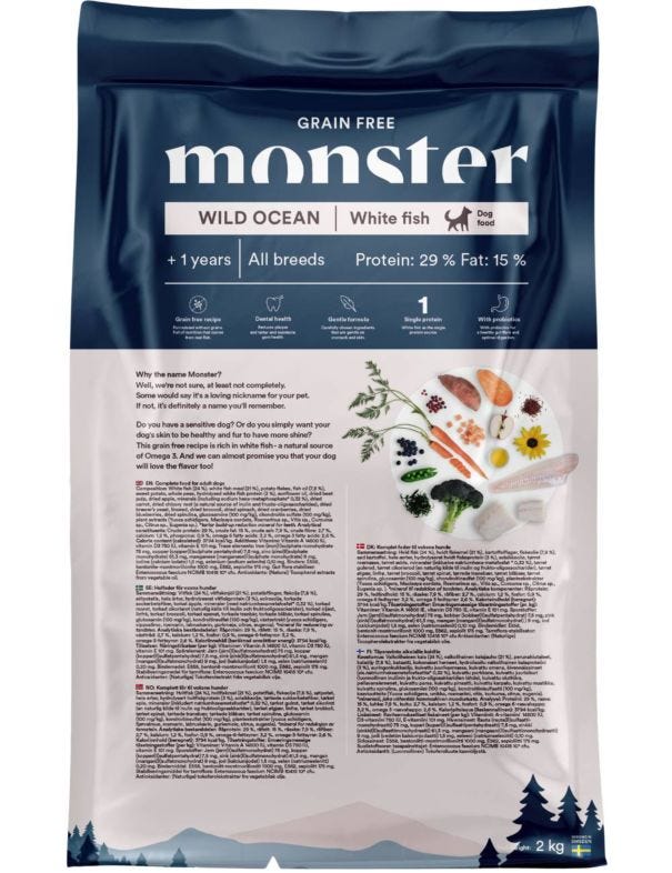 Monster Dog Grain Free Wild Ocean White Fish - spannmålsfritt