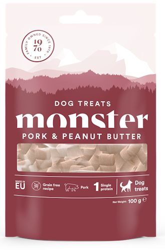 Monster Dog Treats All Breed Pork & Peanut Butter- fläskkött,äpple & jordnötssmör 100 gr