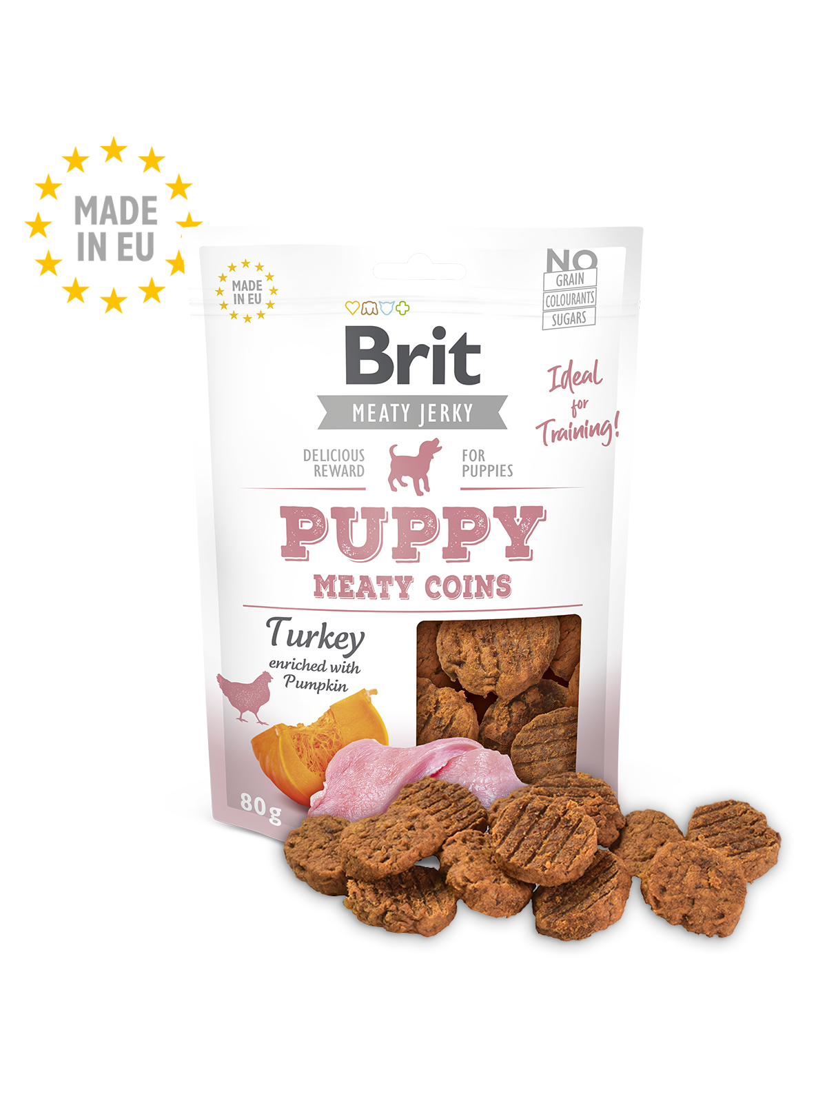 Brit Meat Jerky Snack – Turkey Meaty coins for Puppies  (kyckling,kalkon)80 gram