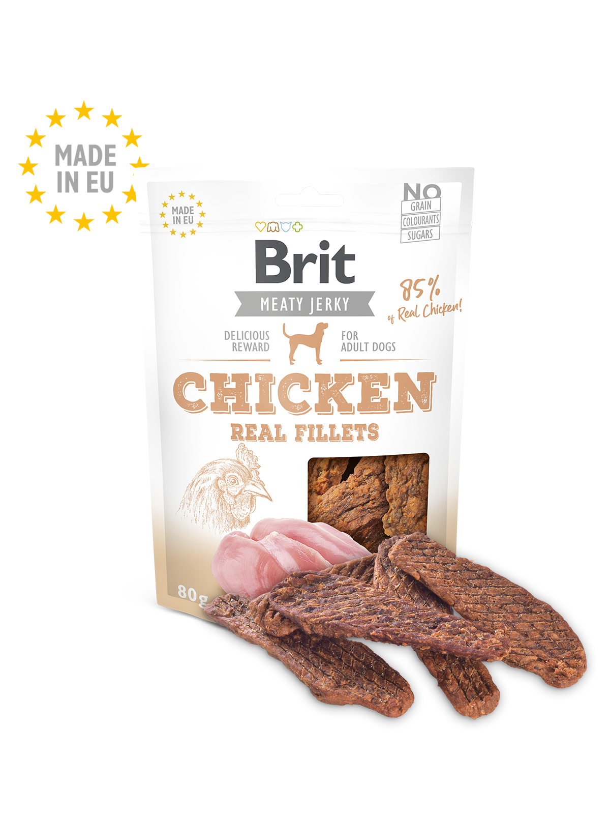 Brit Meat Jerky Snack- Chicken Fillets (kyckling) 80 el 200 gram