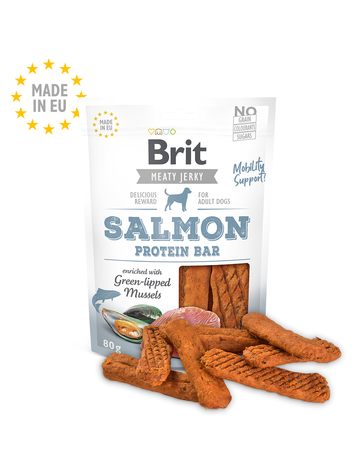 Brit Meat Jerky Snack–Salmon Protein bar (lax,kyckling) 80 gram