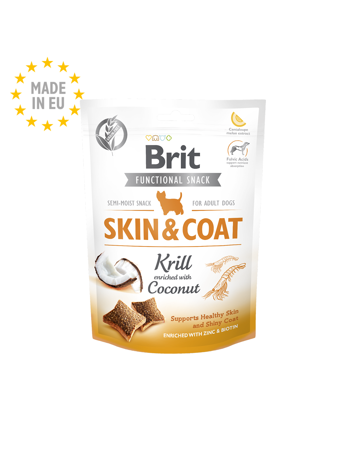 Brit Functional Snack Skin&Coat Krill (krill,kokos) 150 gr