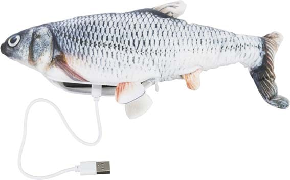 Fisk, sprattlande, i tyg 30 cm, USB-laddas