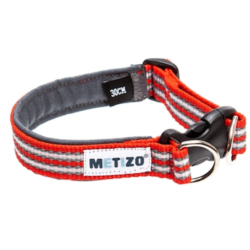 Metizo Halsband Fast, fodrat m reflex Röd stl 25 - 55 cm