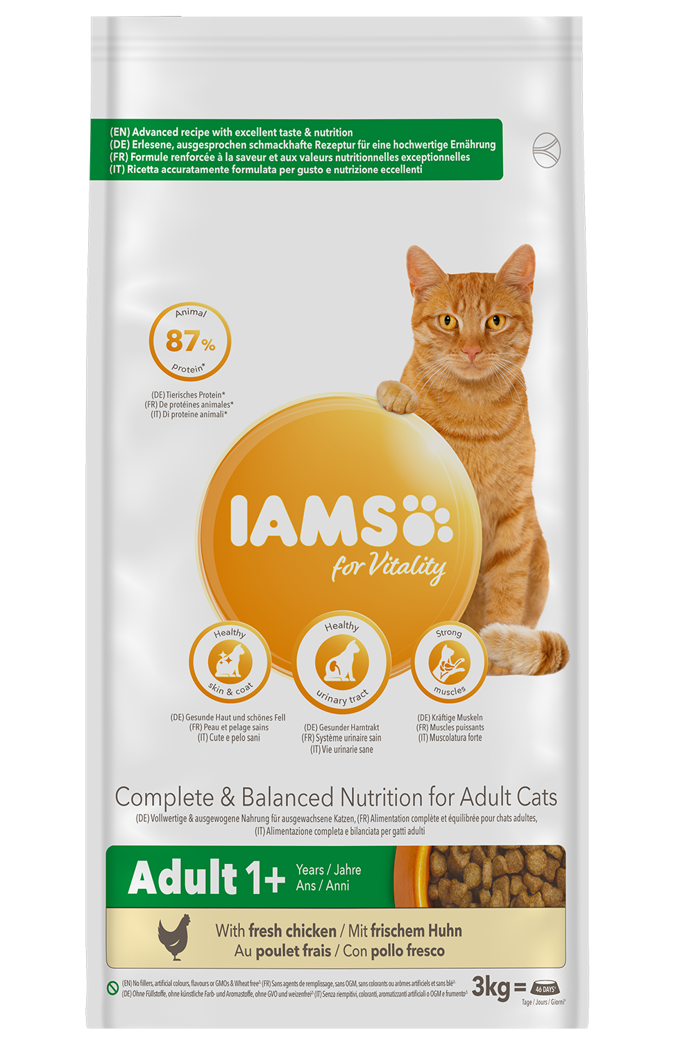 IAMS Cat Adult for Vitality Adult +1. Färsk kyckling 10 kg