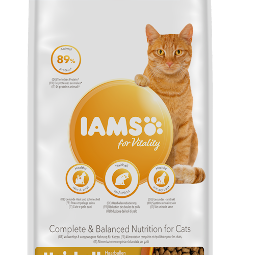 IAMS Cat for Vitality Hairball 1+. Färsk kyckling 10 kg