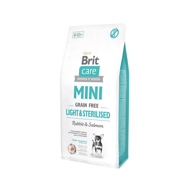 Brit Care Mini Light & Sterilised- Kanin & lax, spannmålsfritt för överviktiga och kastrerade hundar av små raser.400 gr