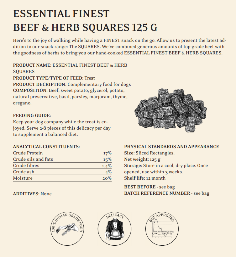 ESSENTIAL FINEST BEEF & HERB SQUARES "Biff & Örter" 125G