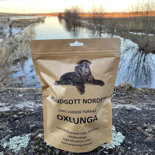 Hundgott Svensk Torkad Oxlunga 65-90g per påse