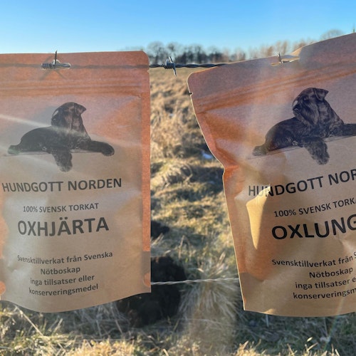 Hundgott Svensk Torkad Mix 5 påsar Oxlunga/5 påsar Oxhjärta