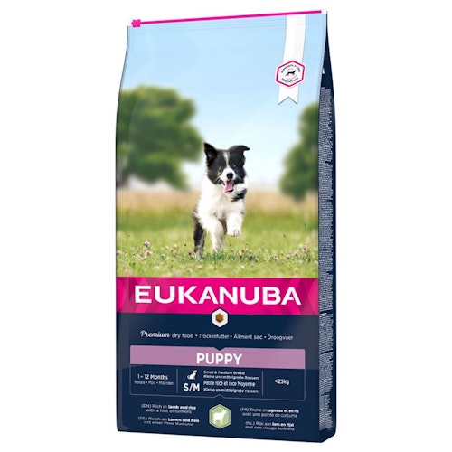 Eukanuba Dog Puppy Small & Medium Breed Lamb & Rice Valpfoder - 2,5 kg/12 kg