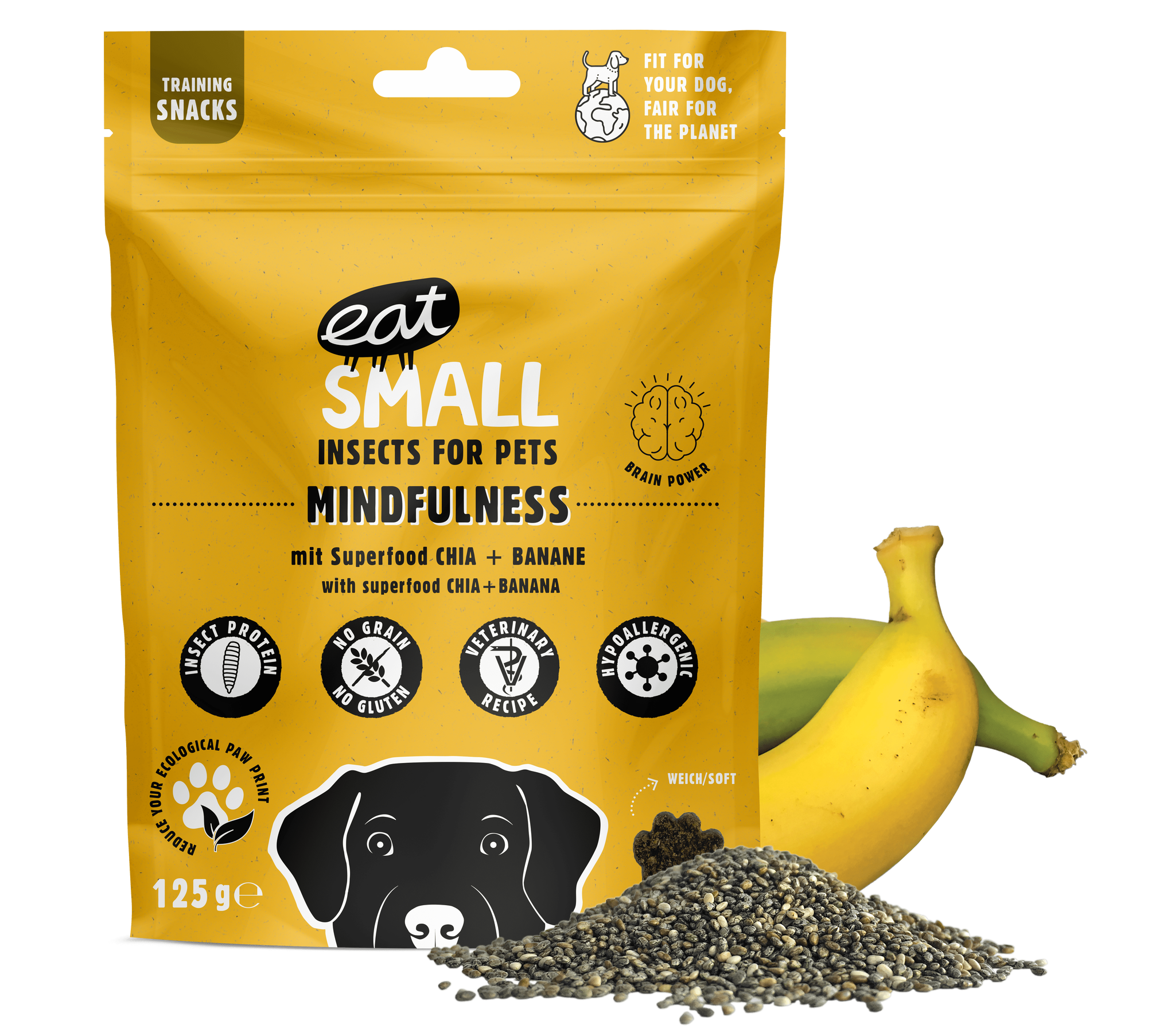 Eat small Träningsgodis: Mindfulness - insektsgodis/chia & banan 125 gr