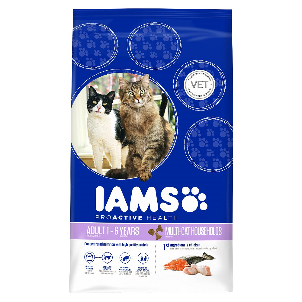 IAMS Multi-Cat +1. Lax & Kyckling 15 kg