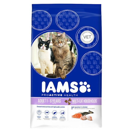 IAMS Multi-Cat +1. Lax & Kyckling 15 kg