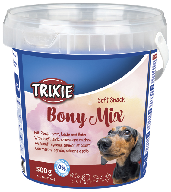 Soft Snack Bony Mix -utan tillsatt socker 500g & 1,8 kg, plasthink