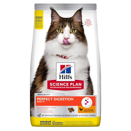 HILL'S SCIENCE PLAN Perfect Digestion Adult 1+ Kattfoder med Kyckling & Råris (1,5 kg)