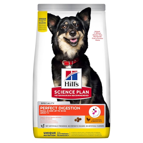 HILL'S SCIENCE PLAN Perfect Digestion Small & Mini Adult 1+ Hundfoder med Kyckling & Råris (1,5 kg)