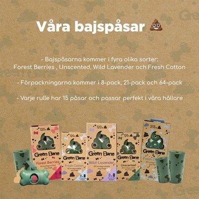 Green Bone - Bajspåse- nedbrytningsbara 8 rullar, 120 påsar