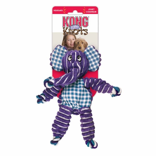 KONG Floppy Knots Elephant med pip. Lila M/L 36cm