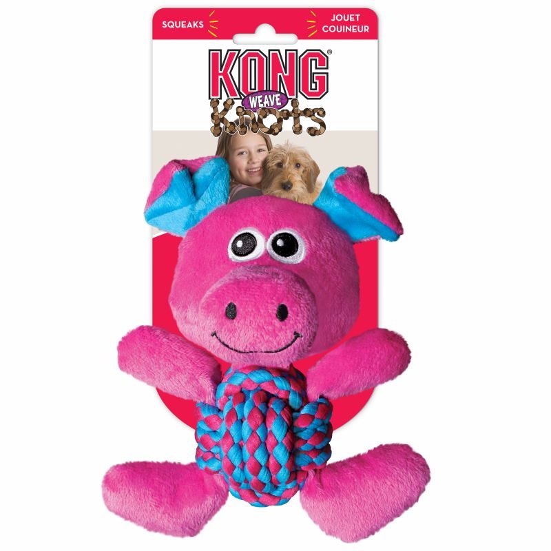 KONG Weave Knots Pig, med pip Rosa M 22cm