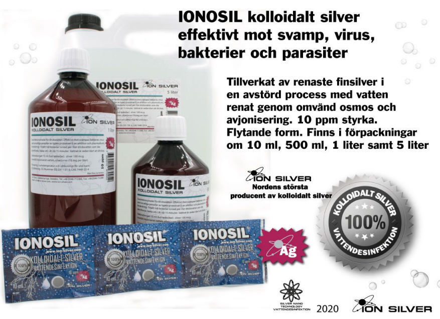 Ionosil Kolloidalt Silver, en vattenreningsprodukt- 500 ml/1000 ml