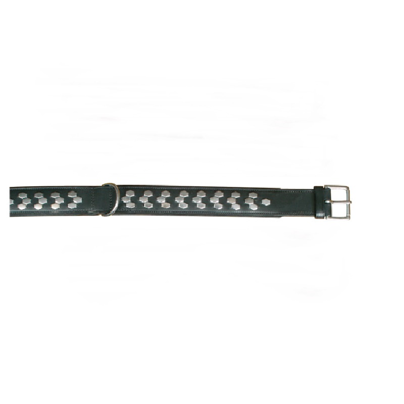Läderhalsband- svart m dekor 65-75 cm, 40 mm