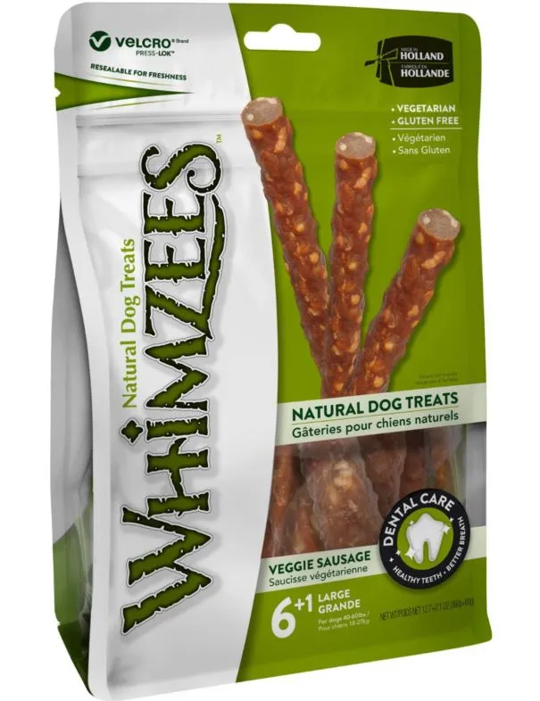 Whimzees® Veggie Sausage Dental Chew, Large 7 styck i Påse