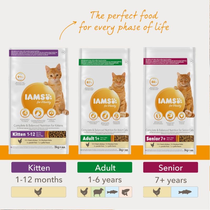 Iams Cat for Vitality Senior +7. Färsk kyckling 10 kg