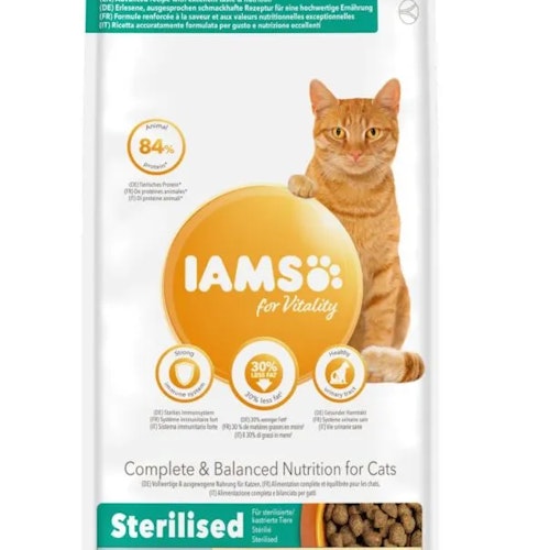 IAMS for Vitality Light foder för steriliserade vuxna katter med färsk kyckling 10 kg