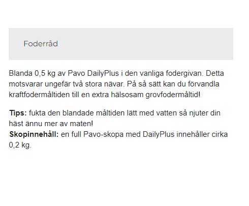 Pavo DailyPlus- grovfoderblandning med hög fiberhalt 12 kg