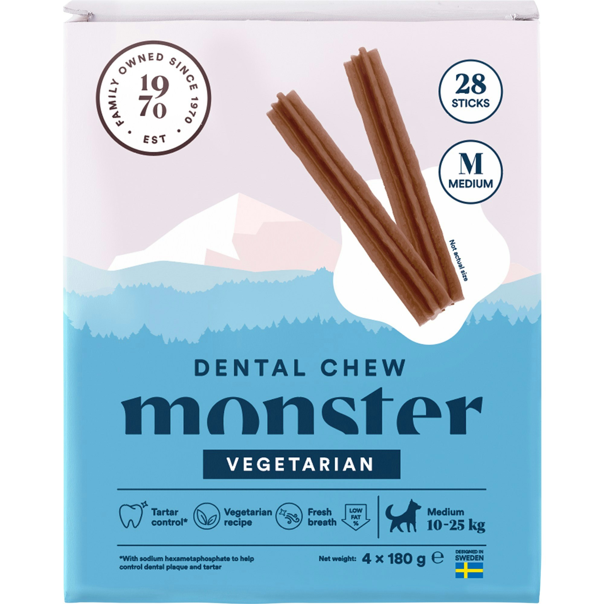 Monster Dog Dental Chew Vegetarian. S, M & L. 7 eller 28 pack