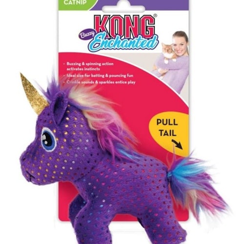 KONG KATT Enchanted Buzzy Unicorn/Enhörning Lila 10cm med kattmynta